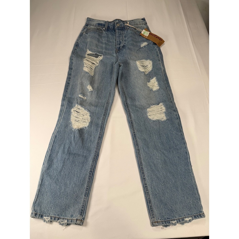 Vanilla Star Dad Jeans Light Wash Distressed High Waist Denim Women Size 3